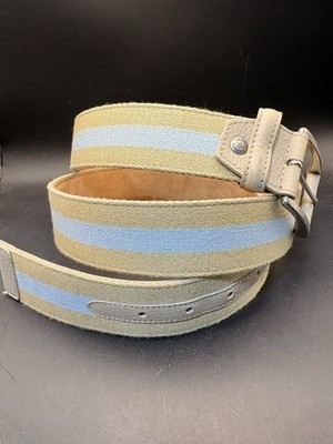 Dania Andrew s Milano Italy Leather Canvas Belt Men s 42 EU 110 Coastal Preppy