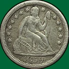 1850-O Seated Liberty Dime Very Fine VF Coin, Cleaning #43589