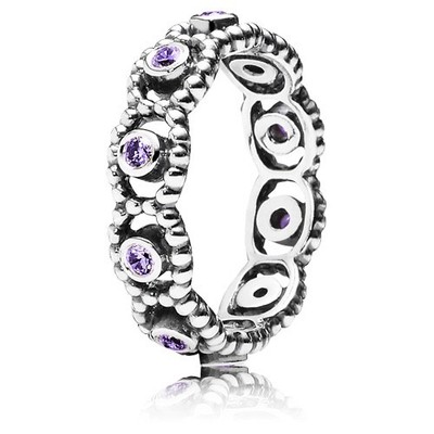 NEW Pandora Sterling Silver Her Majesty Stackable Ring Purple CZ 190881ACZ 60