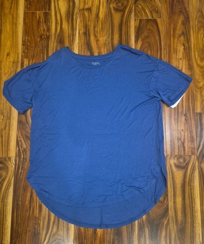 New Women's TIME & TRU Blue Short Sleeves Rayon Casual Top Shirt Medium - Picture 1 of 5