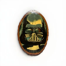 Hand Painted Darth Vader Wood Slice Art – Star Wars Fan Art – Signed 2005