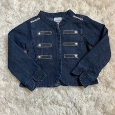 Nannette Kids Size 4t Dressy Blue Denim Jean Jacket Military-Style 100 Cotton