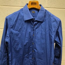 Paul Smith London Shirt Mens 18 45 Blue Solid French cuff Cotton Slim in Italy