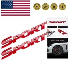 2Pack Car Sport Sticker， 3D Metal Sport Car Truck Side Fender Rear Trunk Adhe...