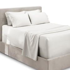 6Pc King Size Bed Linen Set - Extra Deep Pocket Sheets 18-24 Inches -