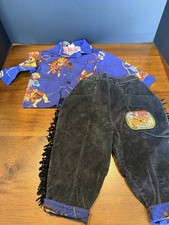Vintage 90s Rodeo Print Shirt And Fringe Pants Size 18m