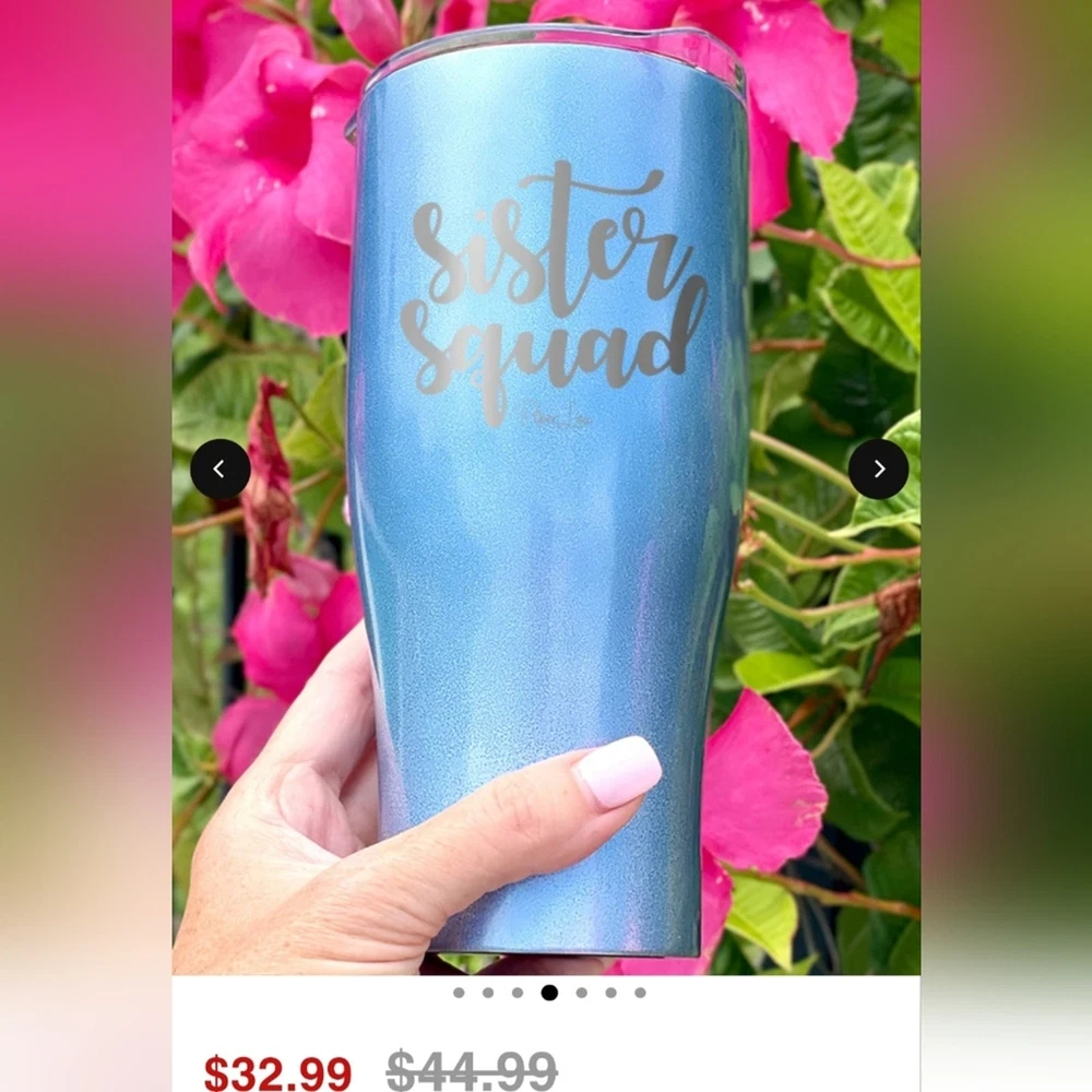 Tumbler Sister Squad Laser Etched 27 oz by Piper Lou, choice of Blue or Pink