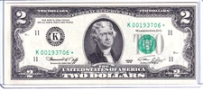 1976 $2 Federal Reserve Note Dallas **STAR** Uncirculated #K00193706*