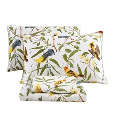 Farmhouse Flowers Print Bed Sheet Collection Set Botanical Floral Sheets with...