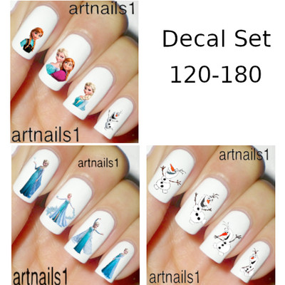 Frozen Nail Art Stickers Disney Nails Decals Elsa Blue Manicure Salon Polish SET