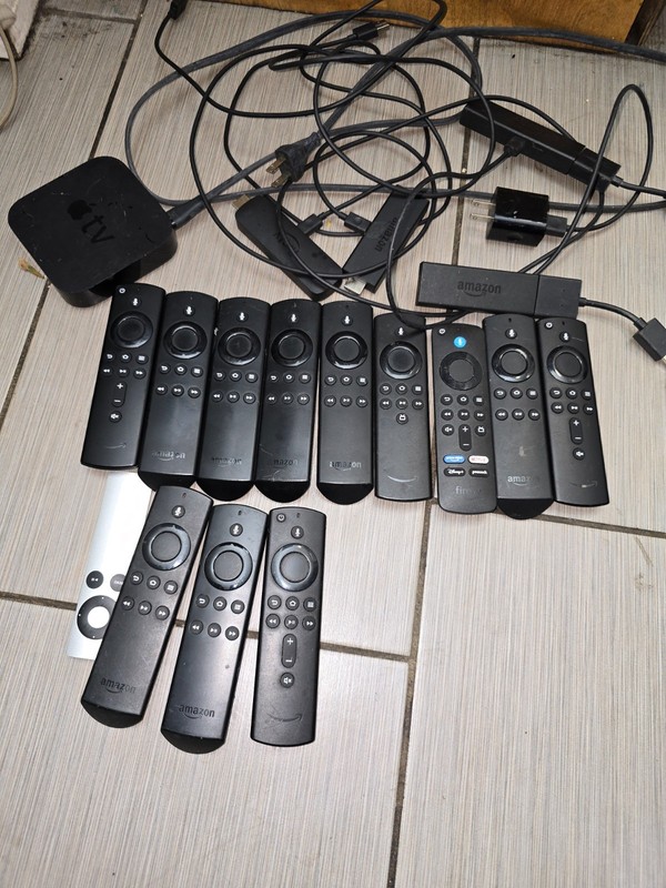 Lot 4 Amazon Fire TV Stick /apple tv + 12 remote untested for parts/repair as is