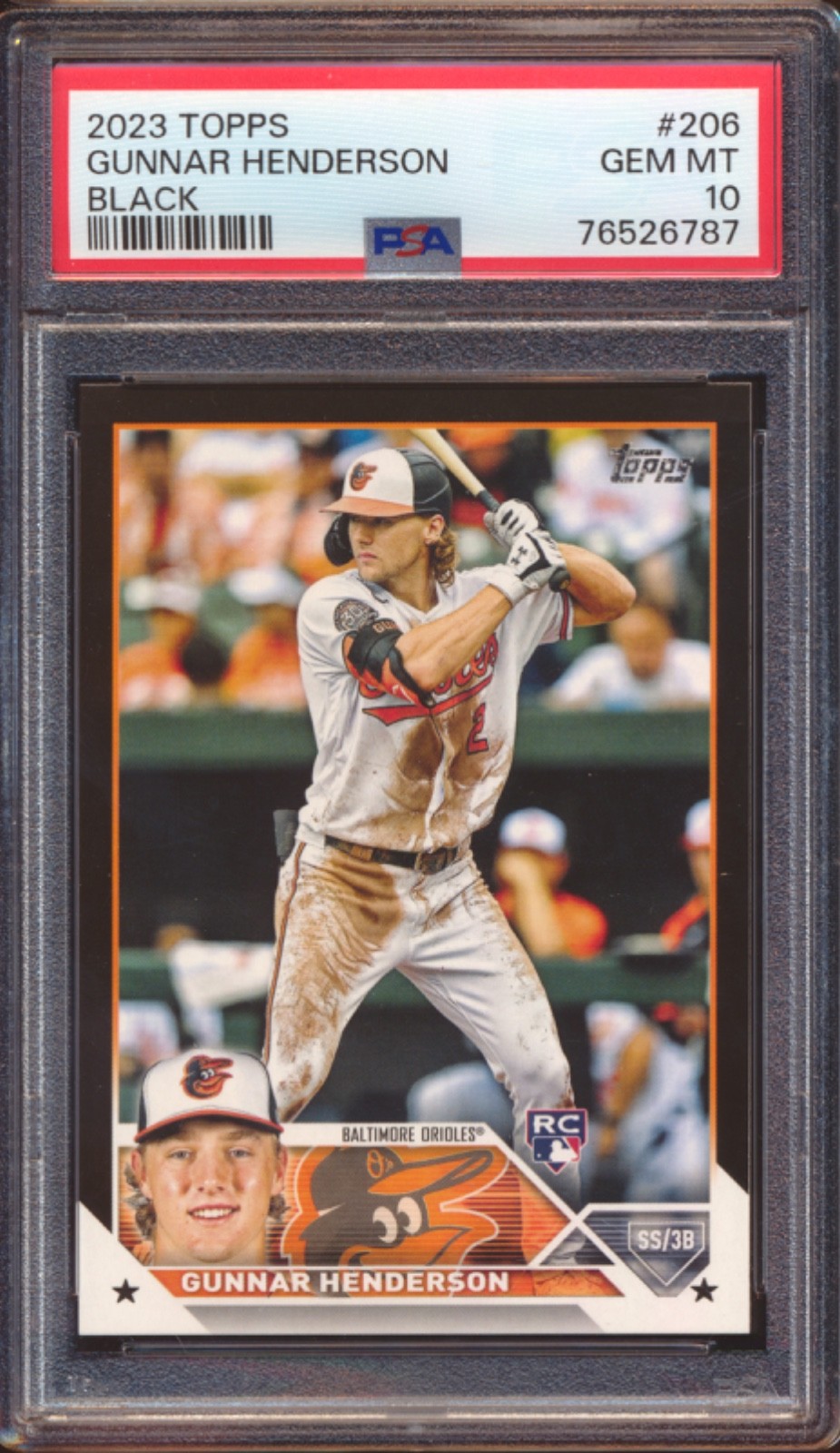 2023 TOPPS SERIES 1 GUNNAR HENDERSON 206 BLACK 44/72 PSA 10!