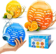 12 Packs Urinal Screen Deodorizer, 3 Fresh Scents, Ocean Breeze, Lemon, Orange,