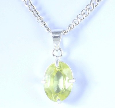 11.95 Ct Natürlicher Ovaler Gelber Saphir Anhänger, Silber 925, AGI Zertifiziert