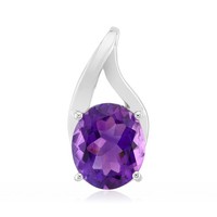 Cavill AnhäNger 3,91Ct Sambia Amethyst Oval 925 Silber Rhodiniert Violett