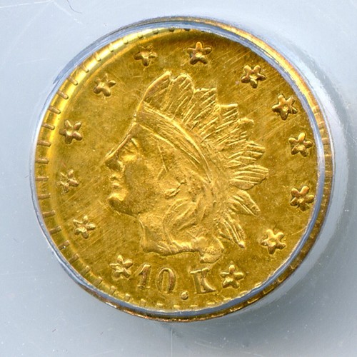 1853 X-Rare "10.K" California Fractional Gold / MS64 ICG HR7+ / Old West Gold