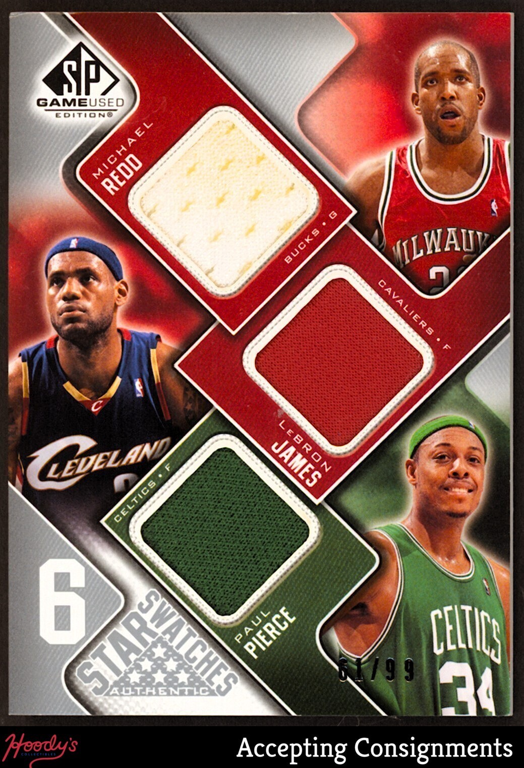 2009-10 SP Game Used Six Star Swatches LeBron James, Nowitzki, Pierce /99 JERSEY