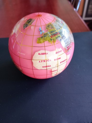 Vintage Semi-Precious Stones World Globe Paperweight 3 Inch Diameter . - Picture 2 of 6