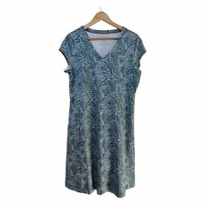 LL Bean Womens Active T Shirt Mini Dress Size L Blue Athleisure UPF Outdoors
