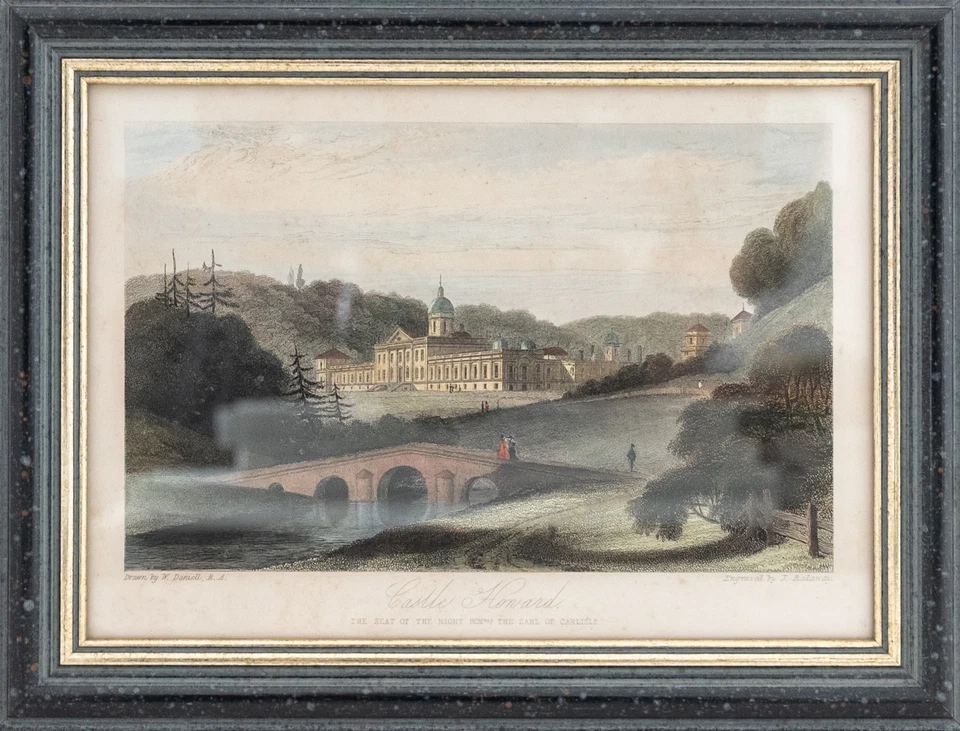 Castle Howard Stahlstich koloriert Redaway um 1840 mit Rahmen
