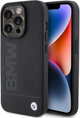 BMW CG Mobile, Schutzhülle aus Leder für das iPhone 15 Pro, mit MagSafe, schwarz