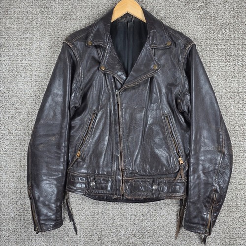 Langlitz, Vintage 60s Langlitz Columbia Brown Leather Motorcycle Jacket Biker Small