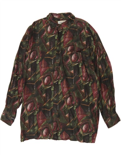 HUK.A.P Mens Shirt Large Green Geometric Silk SH06
