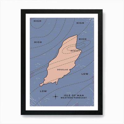 Isle of Man Weather Forecast Map Ar Framed Wall Art Poster Canvas Print Picture
