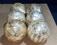 Pier 1 Four Mother Of Pearl Look Stacked Mosaic Decorative Balls