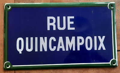 Antike Platte Emailliertes Straße Quincampoix Paris Deko Werbung Loft BAR Café