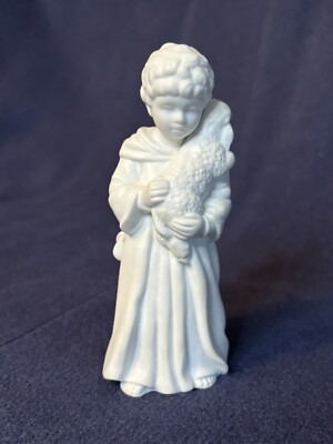 Avon Shepherd Boy Holding a Lamb Porcelain Nativity Collectible 1983 in box