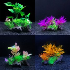 Simulación Plantas Acuáticas Artificial Montaña Base Pecera Ornamento Accesorio