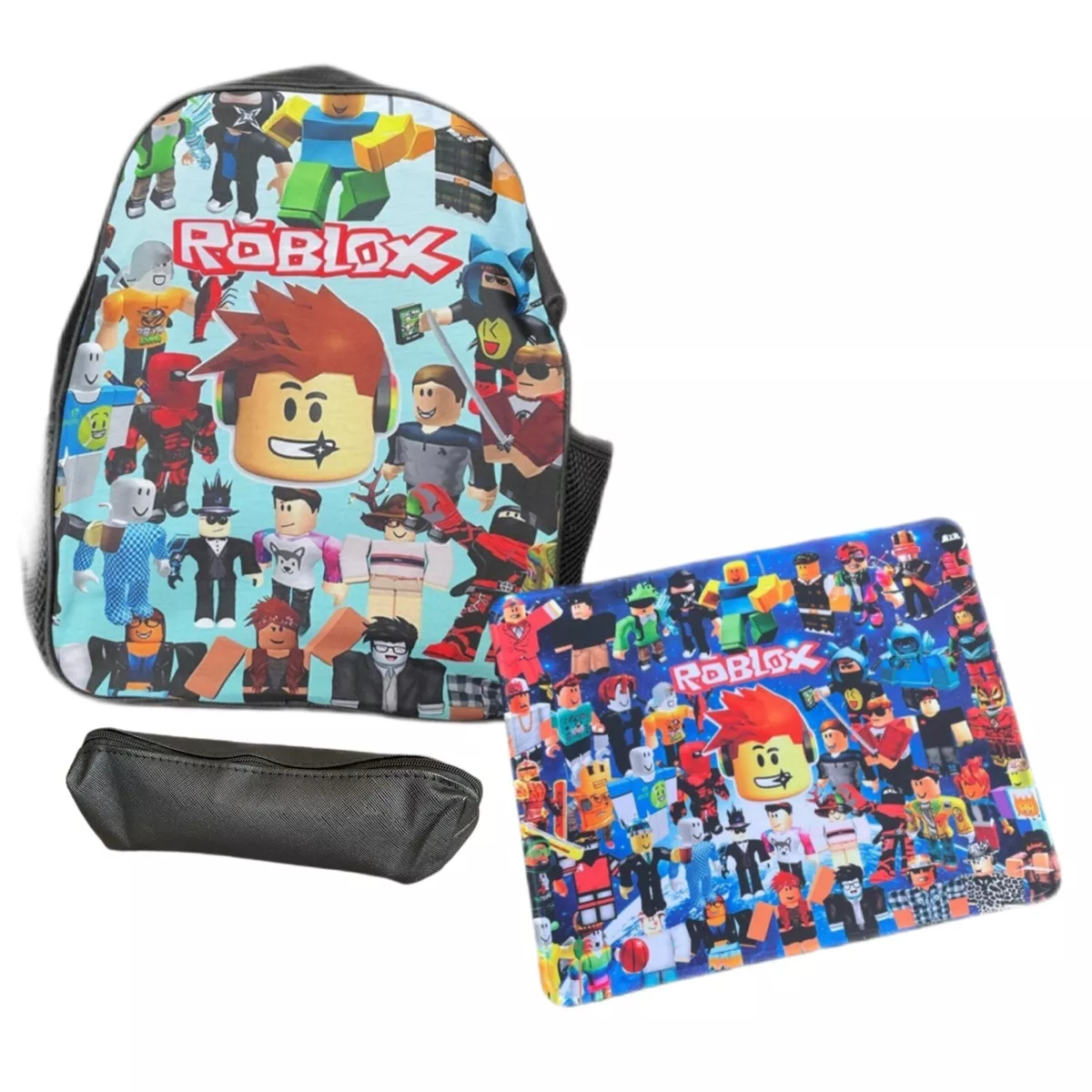Light Blue Roblox 17 inches Backpack Bag for Kids with Pencil Bag And Mouse  Pad | eBay