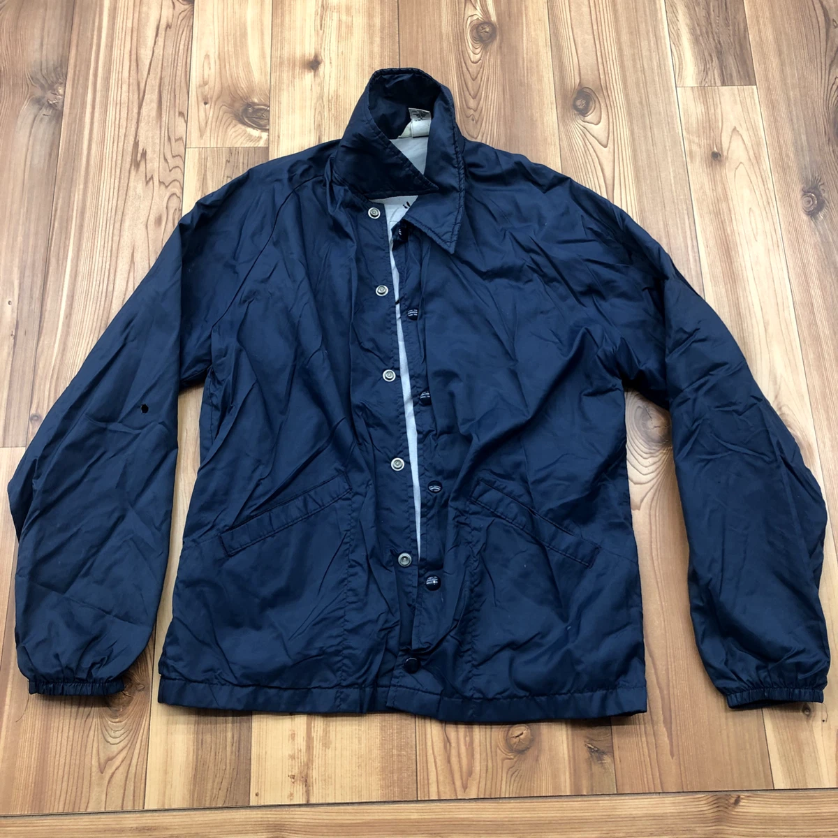 Vintage Champion Blue Long Sleeve Button Up Racing Jacket Adult