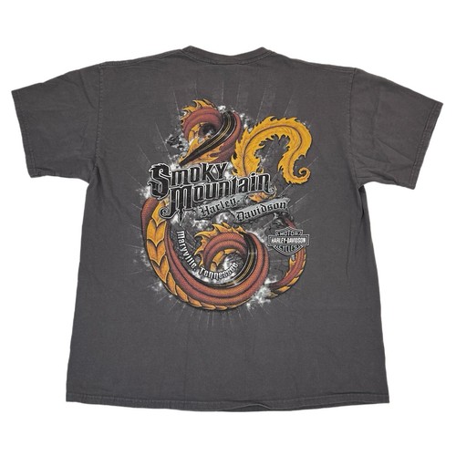 Harley Davidson Dragon Graphic T Shirt AOP Double Sided Smoky Mt TN Size Medium - Picture 2 of 9