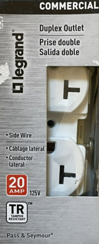 LEGRAND 20-Amp Commercial Grade Duplex Receptacle Outlet - White- TR20WCC8L - Picture 1 of 1