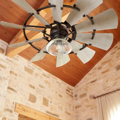 44" International Windmill Ceiling Fan - Oiled Bronze, 10 Blades, 6 Speeds - Picture 2 of 9