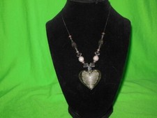 Handcrafted Art Glass Necklace with Heart Pendant