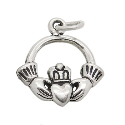 Irish Claddagh Ring Friendship Love 925 Sterling Silver Charm