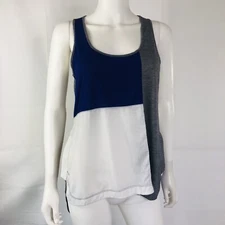 Derek Lam Ioc Athleta Color Block Blue Gray White Hi Low Hem Tank Top Small
