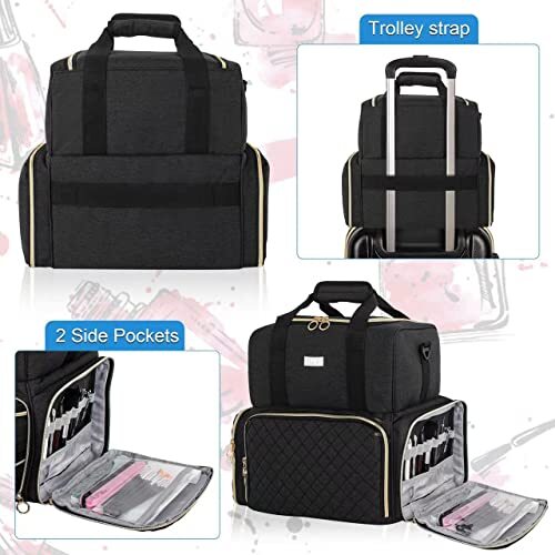 Nail Polish Organiser Bag,Large Nail Kit Bag Holds 80 Bottles and a Nail - Picture 5 of 5