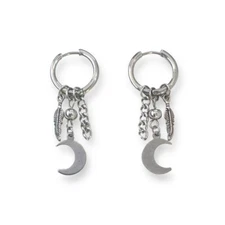 Moon Dangle Drop Earrings for Men Women Streetwear Punk Hip Hop Unisex Style