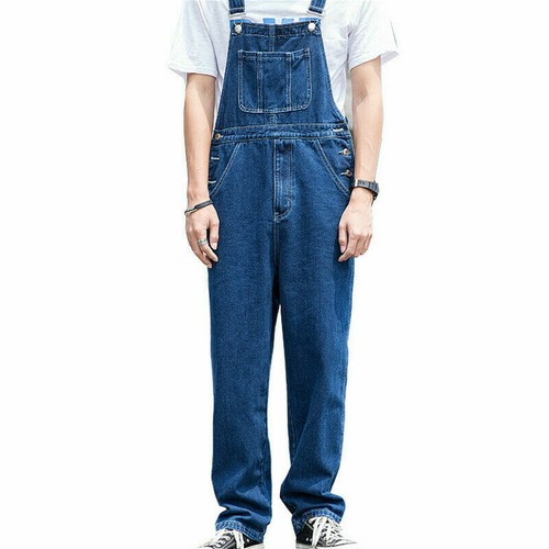 Men's Casual Loose Workwear Denim Suspender Overalls Pants Jeans Trousers S-5XL - Picture 3 of 14