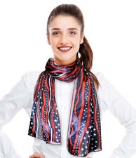 CBC Crown Women Soft  Light Patriotic USA America Flag Novelty Scarf 13" x 60"