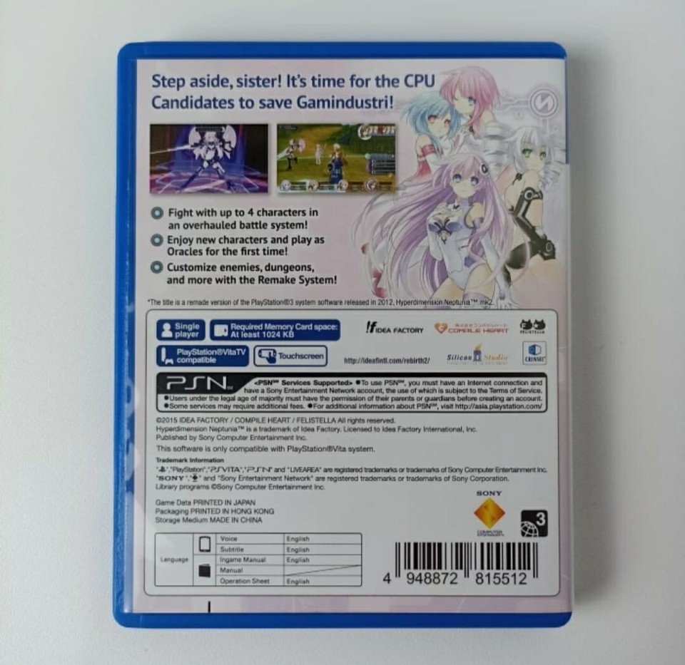 Hyperdimension Neptunia Re;Birth1 - Sony PSVita JAP JAPAN NTSC-J