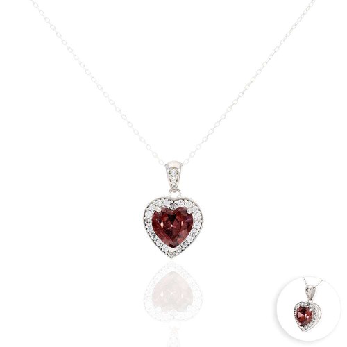 14k Yellow Gold White Gold Solitaire Birthstone Halo Heart Pendant 0.6" - Picture 4 of 79