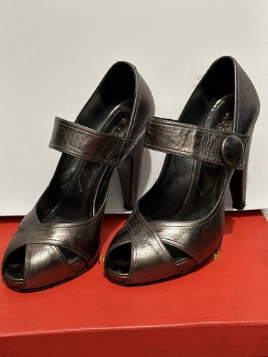 El Dantes Women dark silver Leather Pump Shoe Size 38 - 第 1/11 張圖片