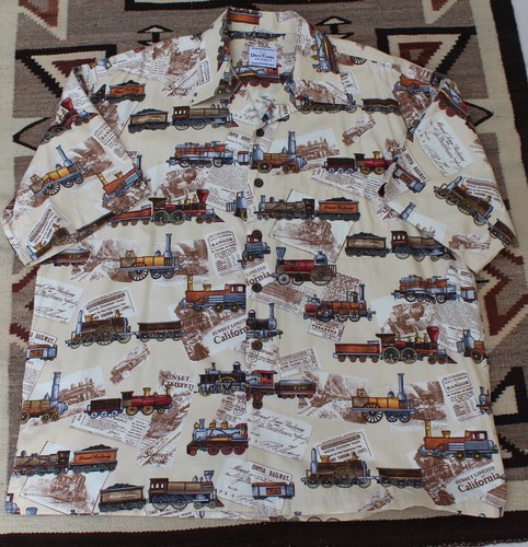NEW DAVID CAREY SZ 2XL CALIFORNIA TRAIN RAILWAY SUNSET LIMITED CAMP SHIRT - Picture 5 of 8