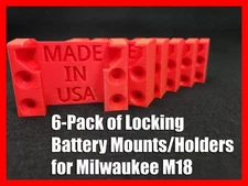 6-Pack Battery Holder Mount Bracket Locking Design For Milwaukee M18 Batteries