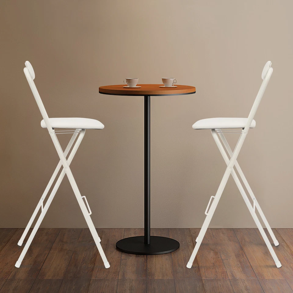 Silla de Bar Plegable Moderna 2 PIEZAS, Silla Plegable Alta, Taburete Plegable Portátil Blanco Foto 2 de 4